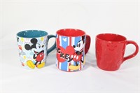 Trio of Disney Mickey Mouse Coffee Mugs