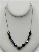 Sterling Artisan Peacock AB Crystal Necklace