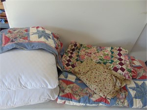Two Pillows, Shams, and Quilt