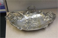 Heavy art Nuveau era 3 legged silverplate tray