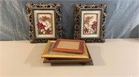 2 Vintage Shadow Boxes Floral w/Extras