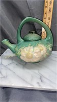 Green roseville teapot