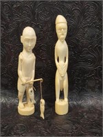 Two Carved African Ivory Figures - Vintage