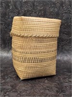 Belgian Congo Woven Lidded Basket - Vintage