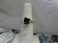 14Kt Dark Green Tourmaline Ring W/ Diamond Accents