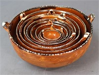 Mexican Redware Pottery Nesting Bowls / 10 pc