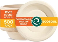 ECO SOUL Compostable 12 oz Bowls  1000-PACK