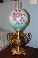 B & H trophy style parlor lamp with floral shade