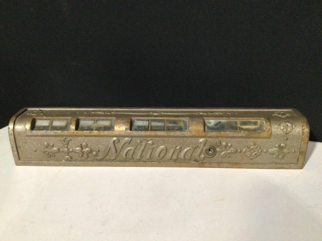 Vintage National Cash Register Brass Front Plate