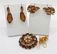 Vintage Brown & Gold Rhinestone Set