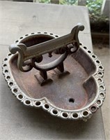 Antique nickel plated iron boot scraper designed