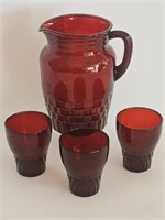 1940s ANCHOR HOCKING ROYAL 4 PIECE PITCHER SET,