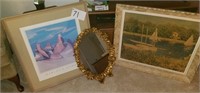 2 Vintage Pictures & Mirror