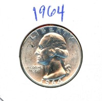 1964 Washington Uncirculated Silver Quarter
