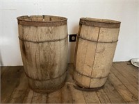 2 Small Wooden Barrels - No Tops