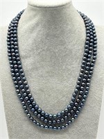 Sterling Silver Tahitian Peacock Pearl Necklace