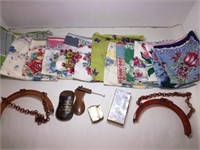 VINTAGE MISC: CIGARETTE LIGHTER SET, 14 HANKIES, S