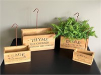 Set of 4 Wooden Decorative Herb Boxes (BOXES ONLY)