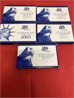 5 US Mint 2003 Proof Sets