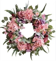 Wanna-cul 24 Inch Spring Hydrangea Floral Wreath