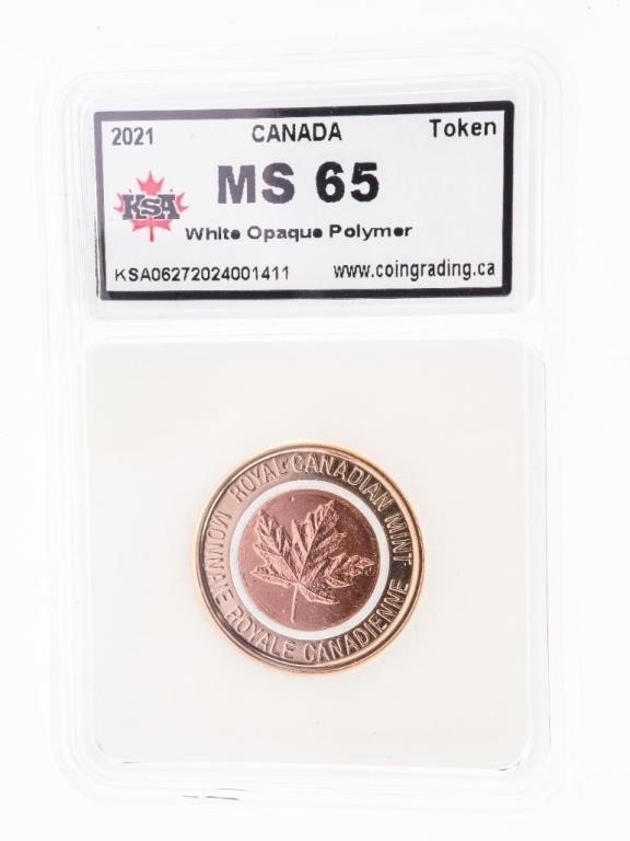 2021 Canada Token MS65 - White Opaque Polymer