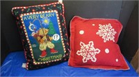 PR OF CHRISTMAS PILLOWS ONE HANDSTICHED