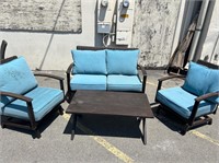 4pc Patio Set Bench Chairs Table Stains Torn