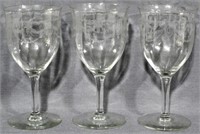 3 Fostoria New Adam Water Goblets 6.5"