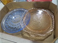 ANCHOR HOCKING CAKE TRAY,FEDERAL GLASS SEE DESC.