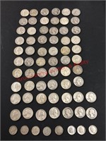 62 Silver Quarters 1937-1964