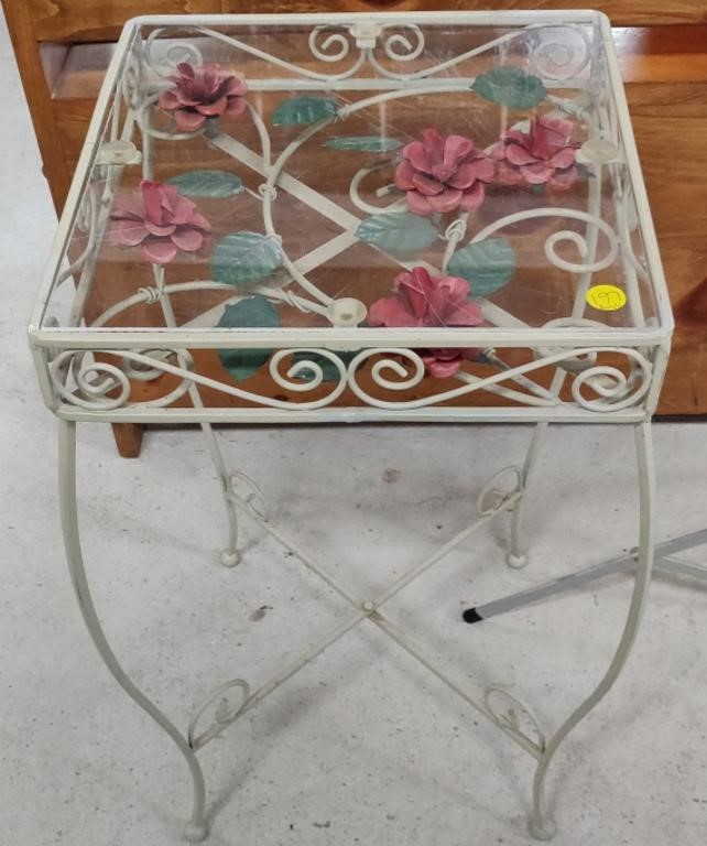 Vintage Wrought Iron Rose Table