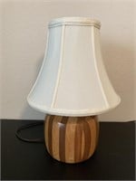 Turned wood lamp