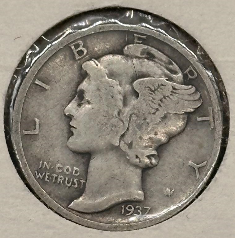 Silver 1937 Mercury Dime