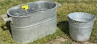 Lot w/ Galvanized Tub and Bucket