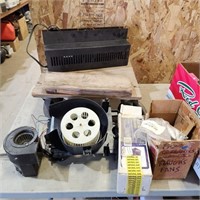 Wooden cart, electric heater, 12V fan, blowers,
