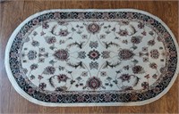 White & Pink Oval Rug