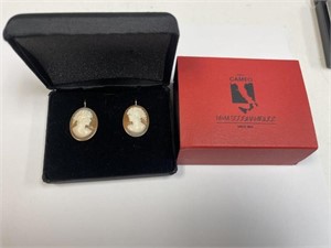 CAMEO EARRINGS MADE IN ITALY SET IN 14KT GOLD NIB