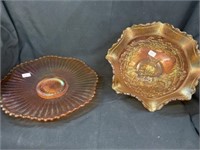2 Pieces Carnival Glass