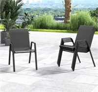 4Pcs Rattan Dining Chairs - Grey