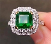 3.06ct Natural Emerald Ring, 18k gold