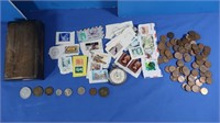 Wheat Pennies, Foreign Coins, Stamps, NMR