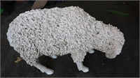 Plastered Sheep Statue-16"Hx22"L