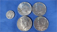 1964 Silver Half Dollar, (1) 1966 & (3) 1967