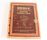 1929 -1939 DODGE Passenger Car Master Parts List