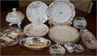 Porcelain dishes, Imperial Glass covered candy,