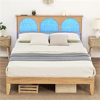 GAOMON Queen Bed Frame with Natural Rattan