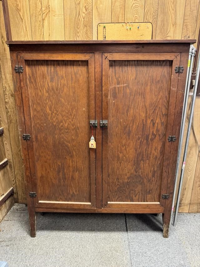 Vintage Wooden Double Door Cabinet 4\'W x 5\'T x 1