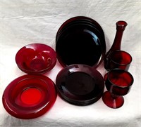 16 Pcs. of Ruby Red Glassware