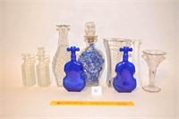 Group Lot of Glassware - Vases, Vinegar Cruets