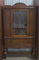 (J) Wooden China Cabinet with Storage Drawer. 70"